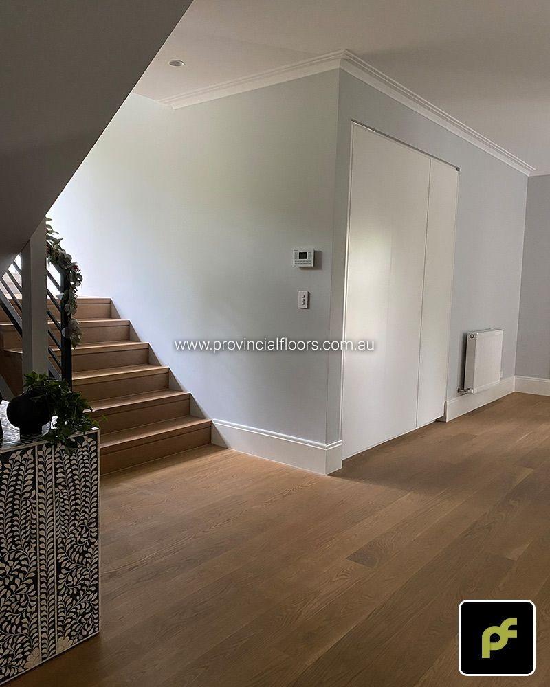155mm x 14mm Select Grade American Oak Strip Timber Flooring. Finished with a Custom Coloured Oil/Wax Finish. Matte in sheen.