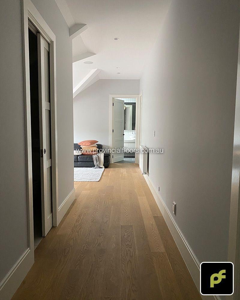155mm x 14mm Select Grade American Oak Strip Timber Flooring. Finished with a Custom Coloured Oil/Wax Finish. Matte in sheen.