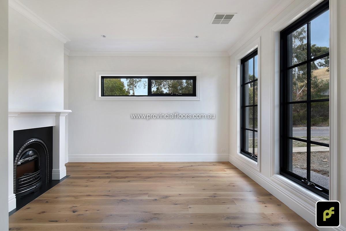 180mm x 19mm Rustic Grade American Oak Strip Timber Flooring. Finished with a Custom Coloured Oil/Wax Finish. Satin in sheen.