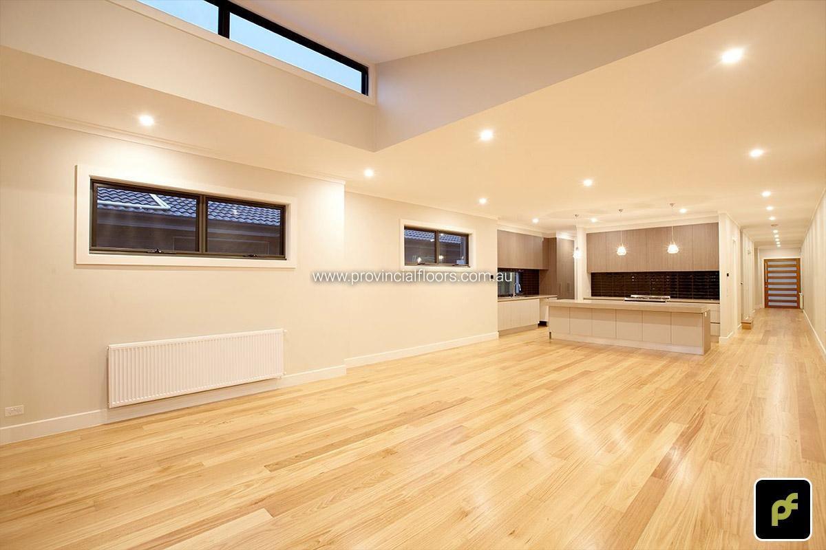 130mm x 14mm Australian Chestnut Strip Timber Flooring with a Water-Based Polyurethane Finish.