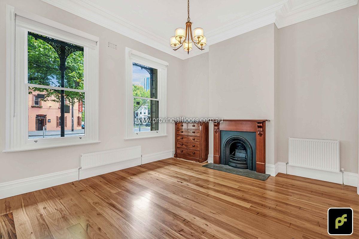 130mm x 14mm Feature Grade Blackbutt Strip Timber Flooring. Finished with Water-Based Polyurethane. Satin in sheen.