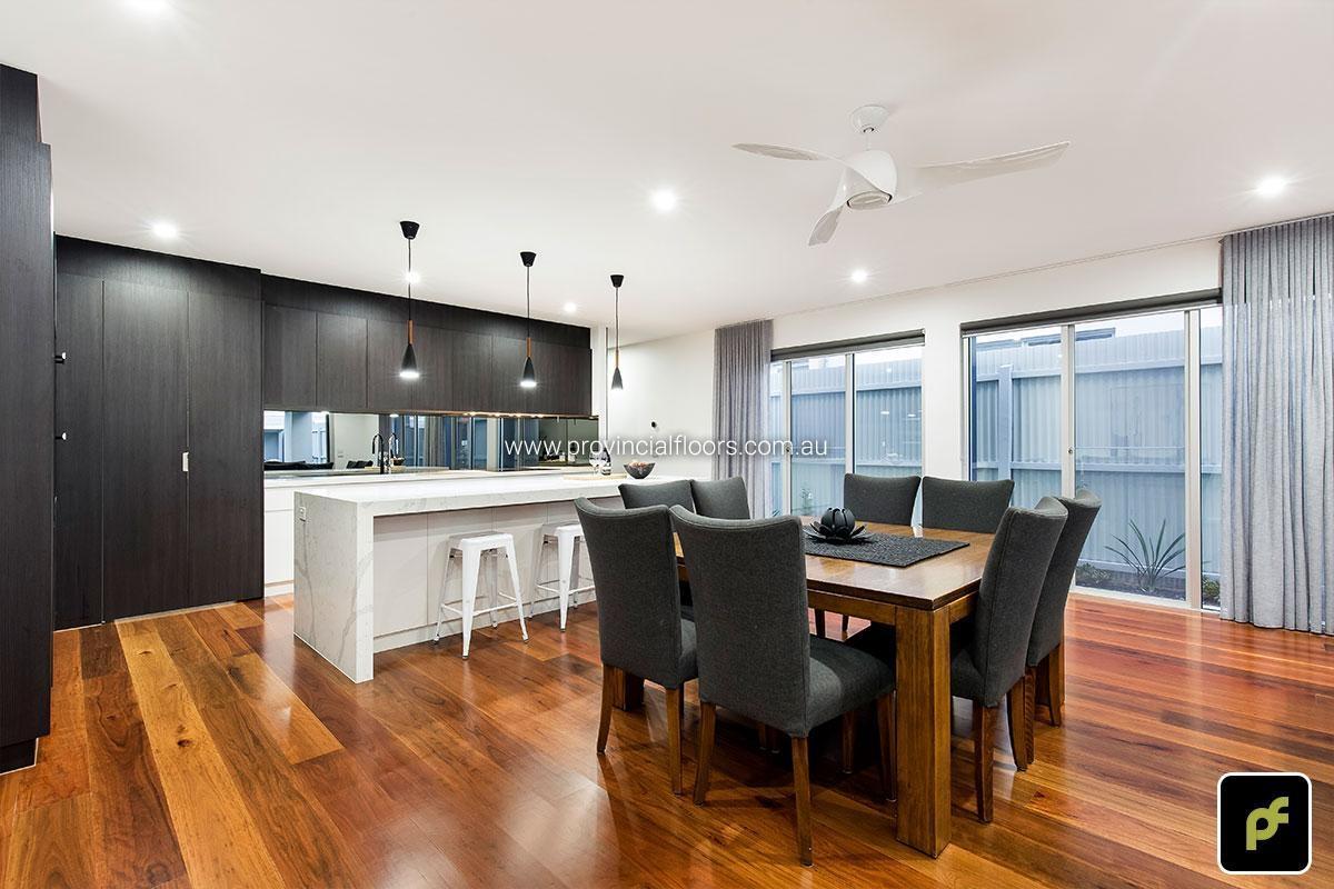 180mm x 19mm Select Grade Grey Iron Bark Strip Timber Flooring. Finished with Water-Based Polyurethane. Satin in sheen.