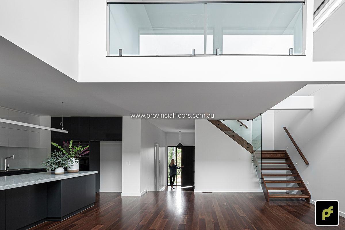 130mm x 14mm Select Grade Spotted Gum Strip Timber Flooring. Finished with Water-Based Polyurethane. Satin in sheen.