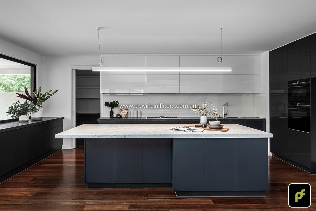 130mm x 14mm Select Grade Spotted Gum Strip Timber Flooring. Finished with Water-Based Polyurethane. Satin in sheen.