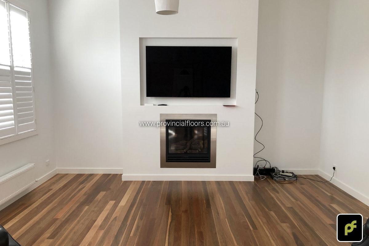 83mm x 14mm Select Grade Spotted Gum Strip Timber Flooring. Finished with Water-Based Polyurethane. Satin in sheen.