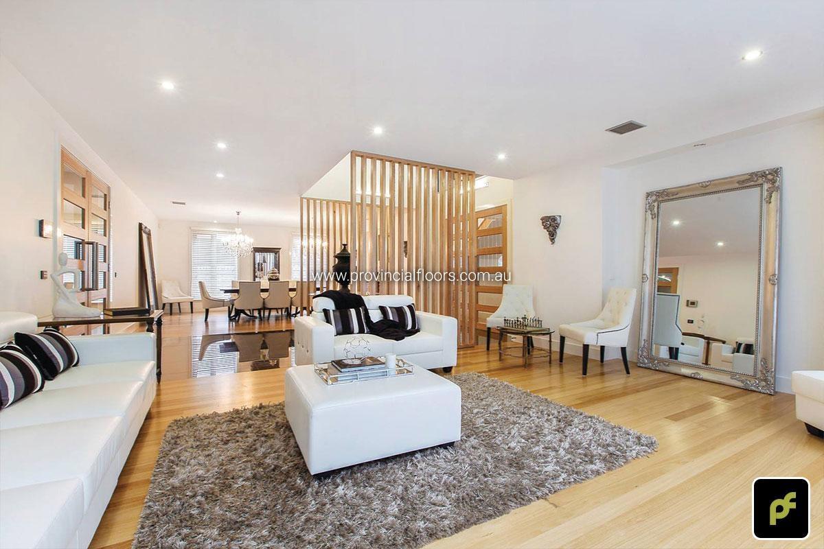 85mm x 14mm Tasmanian Oak Strip Timber Flooring with a Water-Based Polyurethane Finish. Satin in Sheen.